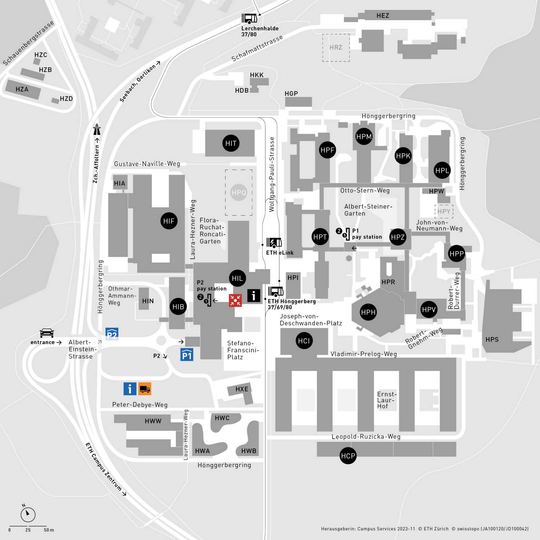 Enlarged view: Map of ETH Zurich Hönggerberg